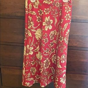 Ann Taylor Loft 14 burgundy tan leaves skirt 14